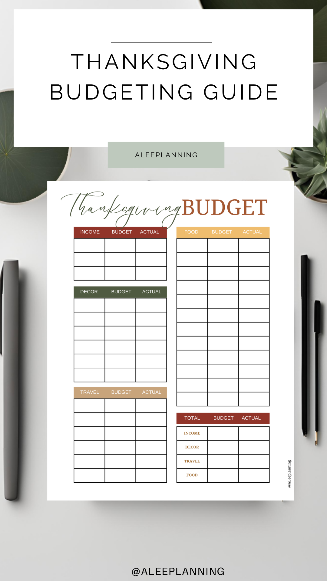 free thanksgiving budget sheet